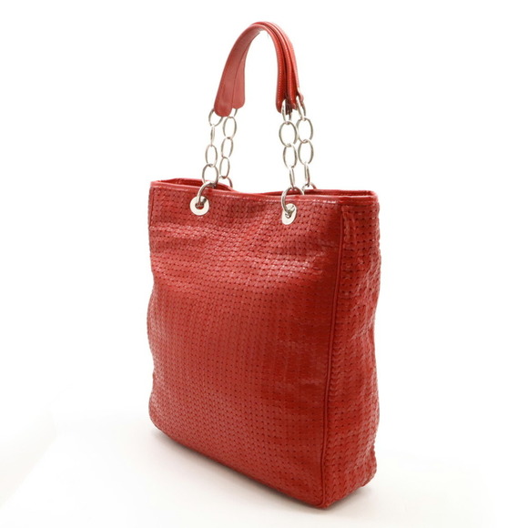 CHRISTIAN DIOR Red Leather Intrecciato Shoulder Bag - Picture 3 of 9